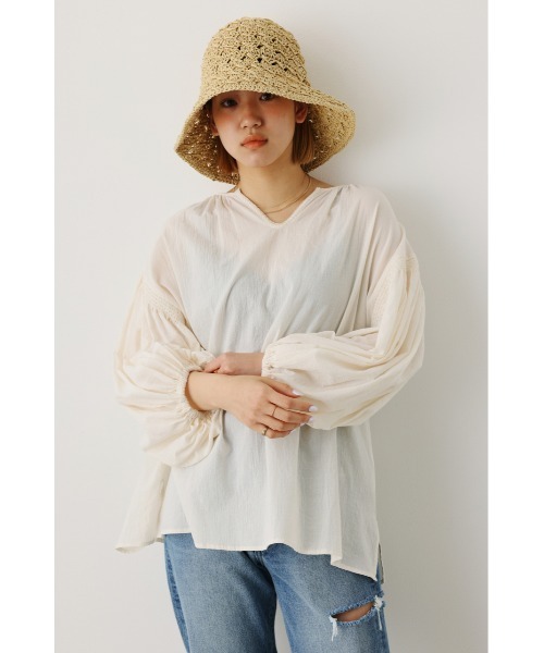 RODEO CROWNS WIDE BOWL（ロデオクラウンズワイドボウル）の「パフスリーブカフタンブラウス（シャツ/ブラウス・レディース・オフホワイト/グリーン/ブラック・FREE）」の16枚目の写真