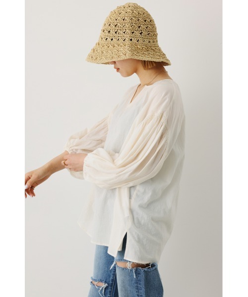 RODEO CROWNS WIDE BOWL（ロデオクラウンズワイドボウル）の「パフスリーブカフタンブラウス（シャツ/ブラウス・レディース・オフホワイト/グリーン/ブラック・FREE）」の18枚目の写真