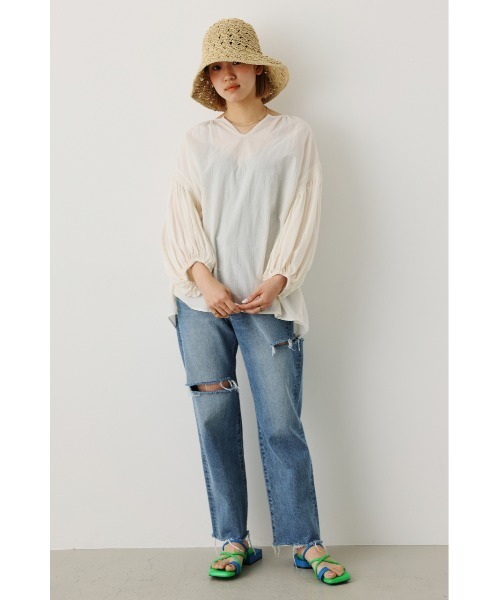 RODEO CROWNS WIDE BOWL（ロデオクラウンズワイドボウル）の「パフスリーブカフタンブラウス（シャツ/ブラウス・レディース・オフホワイト/グリーン/ブラック・FREE）」の21枚目の写真