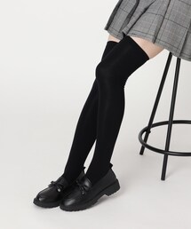 リボン付きローファーパンプス