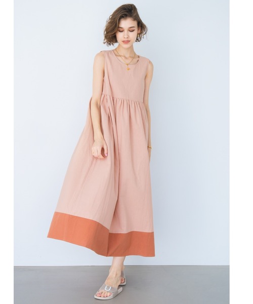 ALEXIA STAM(アリシアスタン)の「Contrast Hem Sleeveless Dress / コントラストヘムワンピース(ワンピース・レディース・アイボリー/チャコールグレー/ピンク・FREE)」の14枚目の写真