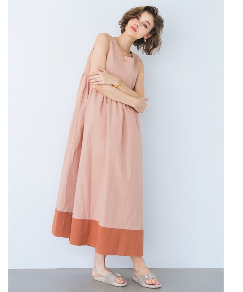 ALEXIA STAM(アリシアスタン)の「Contrast Hem Sleeveless Dress / コントラストヘムワンピース(ワンピース・レディース・アイボリー/チャコールグレー/ピンク・FREE)」の18枚目の写真