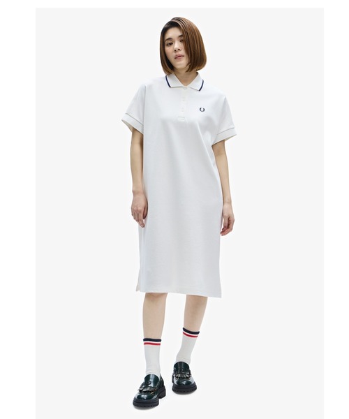 FRED PERRY（フレッドペリー）の「Tipped Pique Dress（ワンピース・レディース・ホワイト/ネイビー・10）」の4枚目の写真