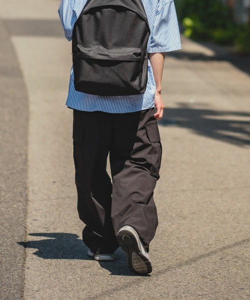 裏メッシュ　撥水　ワイドイージーカーゴパンツ　黒　M　ナイロン　韓国　ストリート improves カーゴパンツ 「UAU」裏メッシュ 撥水 ワイド イージー