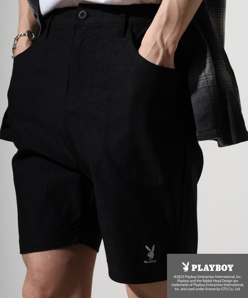 PLAYBOY(プレイボーイ)の「PLAYBOY スーパーストレッチ ハーフパンツ(その他パンツ・メンズ・チャコール/ブラック・M/L/XL)」の2枚目の写真
