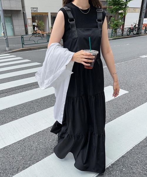 セール】ナイロンティアードジャンパースカート（ワンピース）｜andme