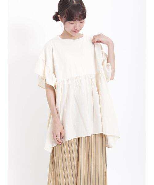 Samansa Mos2（サマンサ モスモス）の「袖フリルドッキングチュニック（チュニック・レディース・パープル/チャコールグレー/キナリ/マスタード・F）」の19枚目の写真