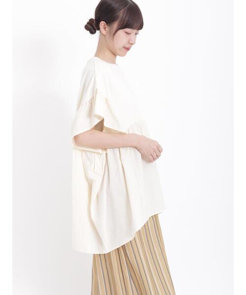 Samansa Mos2（サマンサ モスモス）の「袖フリルドッキングチュニック（チュニック・レディース・パープル/チャコールグレー/キナリ/マスタード・F）」の18枚目の写真