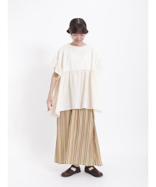 Samansa Mos2（サマンサ モスモス）の「袖フリルドッキングチュニック（チュニック・レディース・パープル/チャコールグレー/キナリ/マスタード・F）」の16枚目の写真