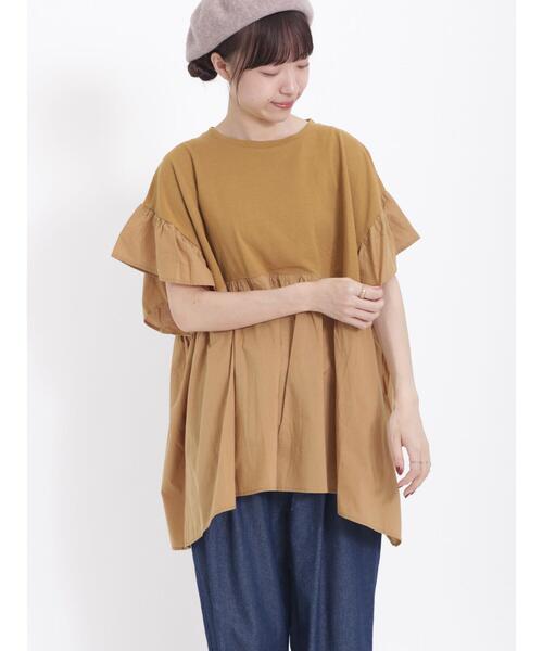 Samansa Mos2（サマンサ モスモス）の「袖フリルドッキングチュニック（チュニック・レディース・パープル/チャコールグレー/キナリ/マスタード・F）」の13枚目の写真