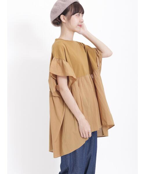 Samansa Mos2（サマンサ モスモス）の「袖フリルドッキングチュニック（チュニック・レディース・パープル/チャコールグレー/キナリ/マスタード・F）」の12枚目の写真