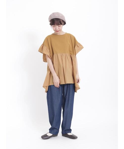 Samansa Mos2（サマンサ モスモス）の「袖フリルドッキングチュニック（チュニック・レディース・パープル/チャコールグレー/キナリ/マスタード・F）」の9枚目の写真