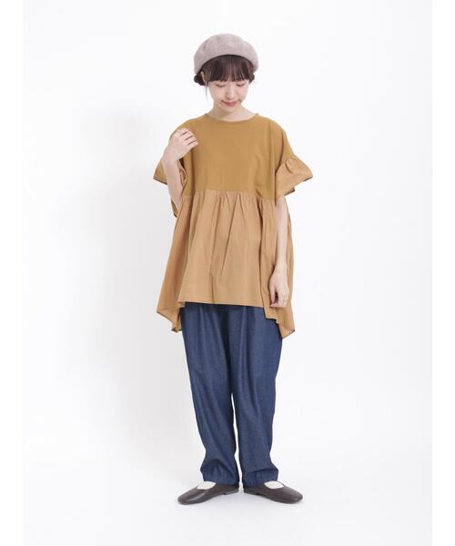 Samansa Mos2（サマンサ モスモス）の「袖フリルドッキングチュニック（チュニック・レディース・パープル/チャコールグレー/キナリ/マスタード・F）」の8枚目の写真