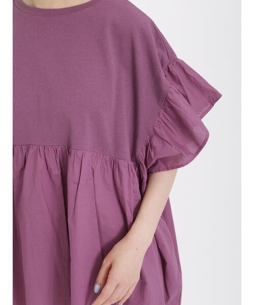 Samansa Mos2（サマンサ モスモス）の「袖フリルドッキングチュニック（チュニック・レディース・パープル/チャコールグレー/キナリ/マスタード・F）」の7枚目の写真