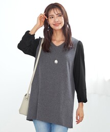 【洗える】タック袖コンビニットチュニック