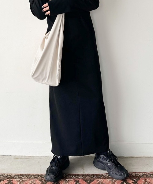 select MOCA by son(セレクトモカバイソン)の「フィンガースリーブプチハイリブワンピース≪スタイルアップ≫(ワンピース・レディース・ブラック/ベージュ/スミクロ/ブラウン・FREE/SMALL/LARGE)」の9枚目の写真