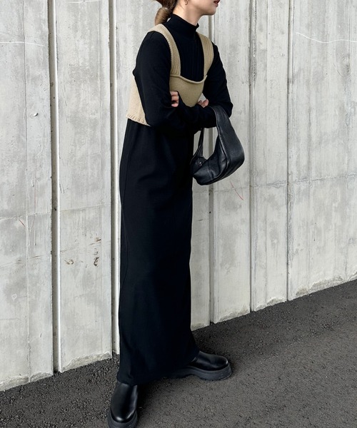 セール】フィンガースリーブプチハイリブワンピース（ワンピース