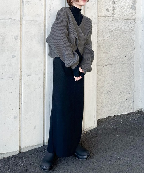 セール】フィンガースリーブプチハイリブワンピース（ワンピース