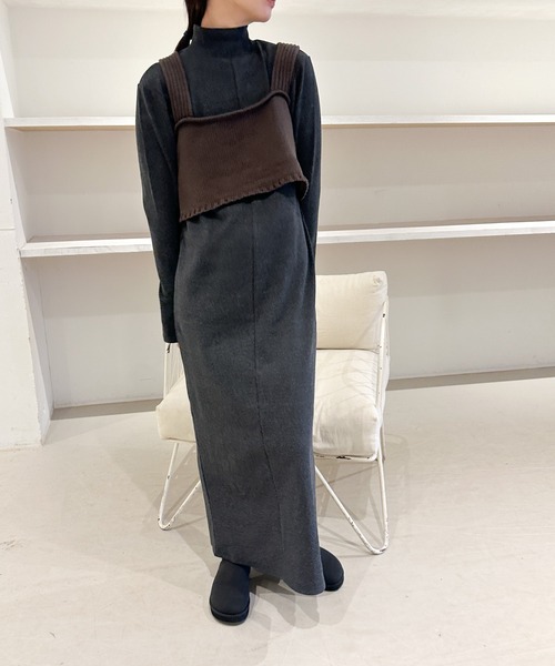 セール】フィンガースリーブプチハイリブワンピース≪スタイルアップ