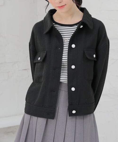 Honeys（ハニーズ）の「ツイードジャケット（その他アウター・レディース・ブラック×ホワイト/ブラック/ホワイト×ブラック・M/S/L）」の3枚目の写真