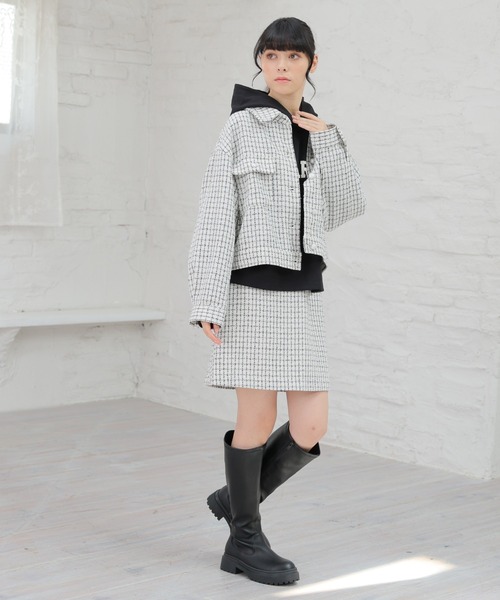 Honeys（ハニーズ）の「ツイードジャケット（その他アウター・レディース・ブラック×ホワイト/ブラック/ホワイト×ブラック・M/S/L）」の4枚目の写真