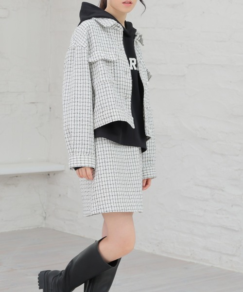 Honeys（ハニーズ）の「ツイードジャケット（その他アウター・レディース・ブラック×ホワイト/ブラック/ホワイト×ブラック・M/S/L）」の5枚目の写真