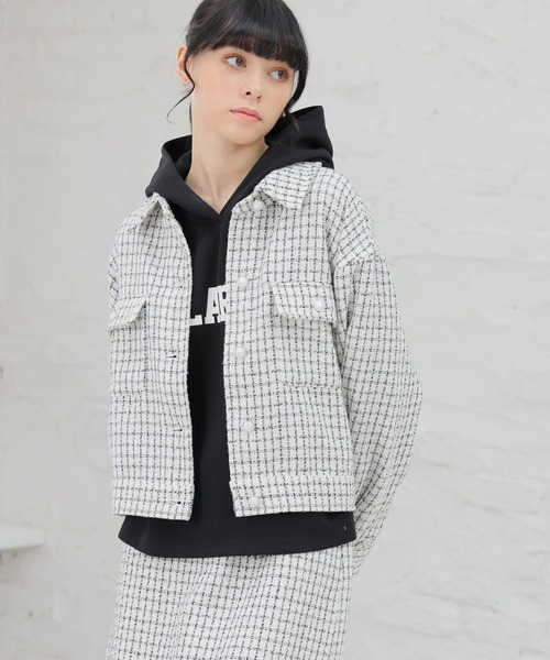 Honeys（ハニーズ）の「ツイードジャケット（その他アウター・レディース・ブラック×ホワイト/ブラック/ホワイト×ブラック・M/S/L）」の6枚目の写真