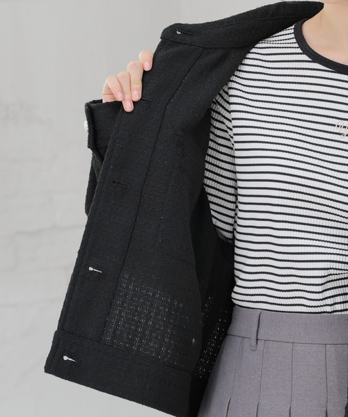 Honeys（ハニーズ）の「ツイードジャケット（その他アウター・レディース・ブラック×ホワイト/ブラック/ホワイト×ブラック・M/S/L）」の10枚目の写真