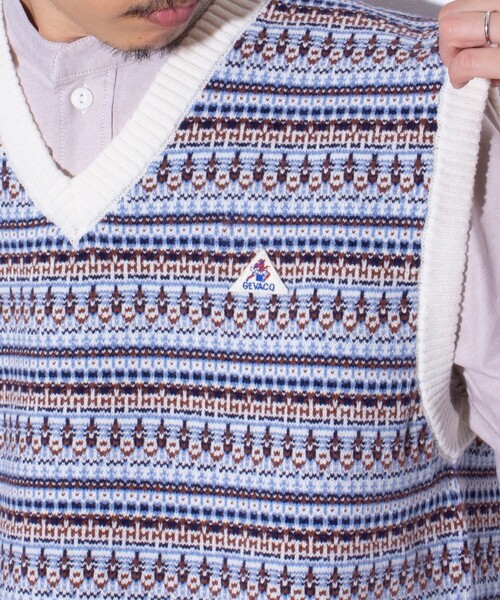 GEVACO(ゲバコ)の「【GEVACO/ゲバコ】ジャガードニットベスト フェアアイル柄(ベスト・メンズ・ホワイト/ネイビー/カーキ・M/L)」の17枚目の写真