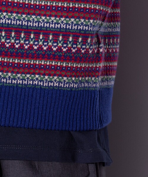 GEVACO(ゲバコ)の「【GEVACO/ゲバコ】ジャガードニットベスト フェアアイル柄(ベスト・メンズ・ホワイト/ネイビー/カーキ・M/L)」の6枚目の写真