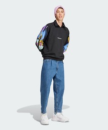 adidas デニムハーフジップジャケット アディダス デニムクロップド トラックトップ ハーフジップ 女性