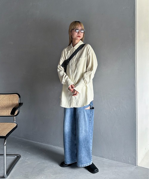 feepur(フェピュール)の「ピーチスキンオーバーシャツ(シャツ/ブラウス・レディース・アイボリー/グレー/ブラック・MEDIUM)」の20枚目の写真