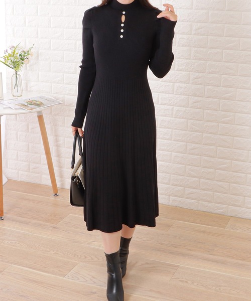 Lace Ladies(レースレディース)の「プチハイネックリブニットカットアウトワンピース(ワンピース・レディース・ベージュ/ブラック/ホワイト・FREE)」の13枚目の写真