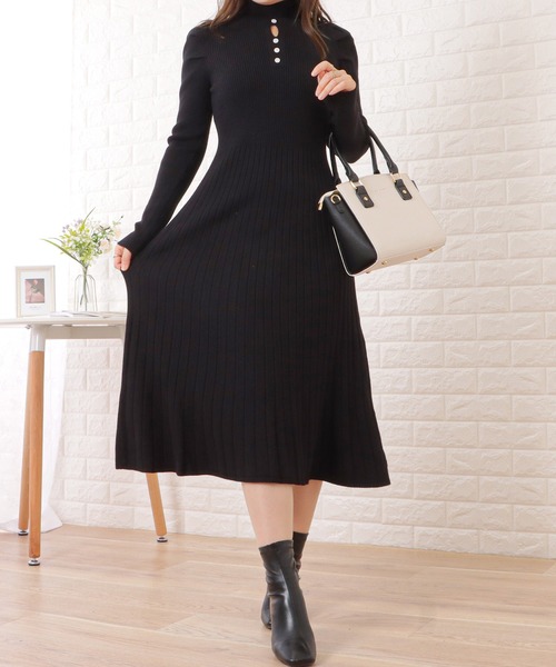 Lace Ladies(レースレディース)の「プチハイネックリブニットカットアウトワンピース(ワンピース・レディース・ベージュ/ブラック/ホワイト・FREE)」の14枚目の写真