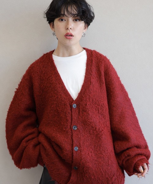 RAGEBLUE（レイジブルー）の「ヘアリー起毛ニット/ルーズカーディガン（カーディガン/ボレロ・メンズ・ブルー/ブラック/レッド・MEDIUM/LARGE）」の3枚目の写真