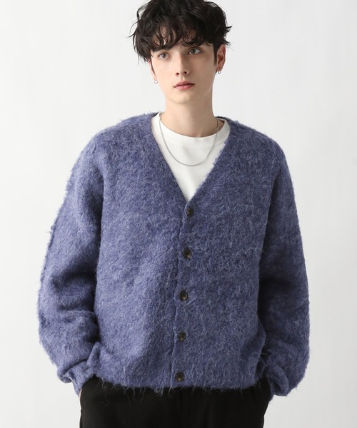 RAGEBLUE（レイジブルー）の「ヘアリー起毛ニット/ルーズカーディガン（カーディガン/ボレロ・メンズ・ブルー/ブラック/レッド・MEDIUM/LARGE）」の2枚目の写真