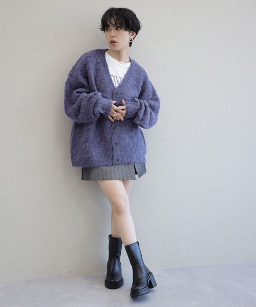 RAGEBLUE（レイジブルー）の「ヘアリー起毛ニット/ルーズカーディガン（カーディガン/ボレロ・メンズ・ブルー/ブラック/レッド・MEDIUM/LARGE）」の8枚目の写真