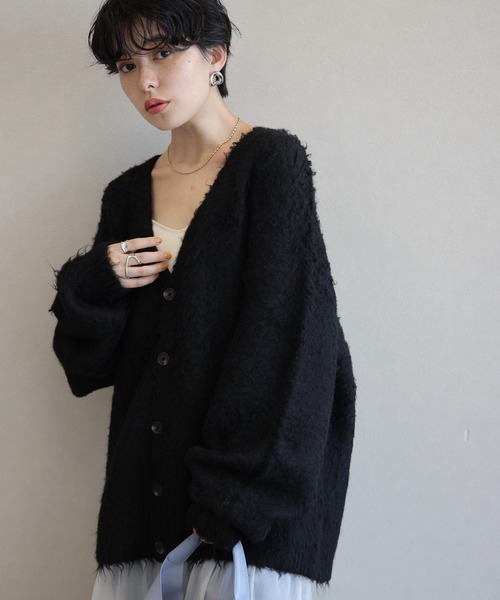 RAGEBLUE（レイジブルー）の「ヘアリー起毛ニット/ルーズカーディガン（カーディガン/ボレロ・メンズ・ブルー/ブラック/レッド・MEDIUM/LARGE）」の9枚目の写真