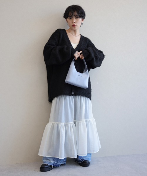 RAGEBLUE（レイジブルー）の「ヘアリー起毛ニット/ルーズカーディガン（カーディガン/ボレロ・メンズ・ブルー/ブラック/レッド・MEDIUM/LARGE）」の4枚目の写真