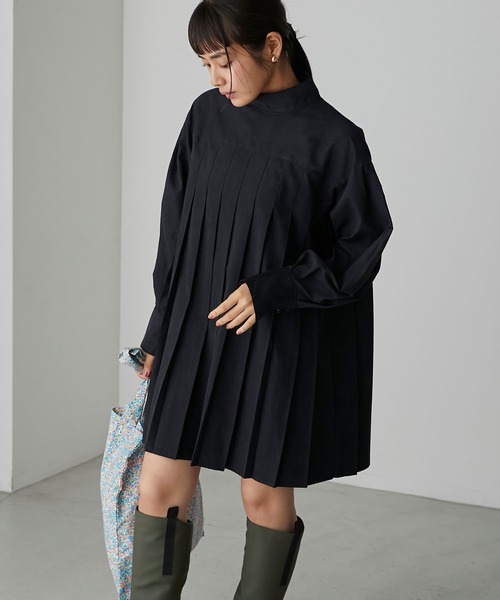 forksy.(フォルクシー)の「【forksy.】ピーチプリーツチュニックブラウス(シャツ/ブラウス・レディース・チャコールグレー/ライトベージュ/ブラック・FREE)」の6枚目の写真