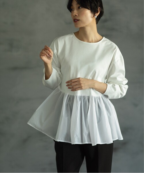 tシャツ スーピマコットン ドッキングペプラムカットソー レディース OPAQUE.CLIP（オペークドットクリップ）の「◇ドッキング