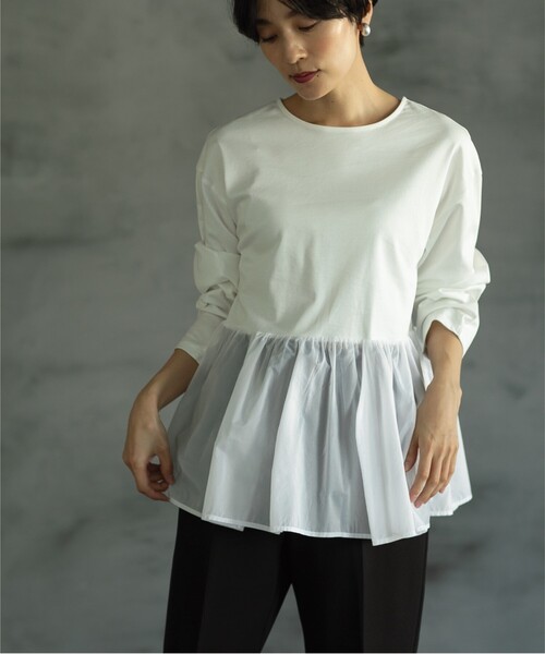 OPAQUE.CLIP（オペークドットクリップ）の「◆ドッキングペプラムカットソー【洗濯機洗い可】（Tシャツ/カットソー・レディース・キャメル/ブラック/ホワイト系・38/42/40）」の5枚目の写真