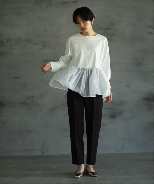 OPAQUE.CLIP（オペークドットクリップ）の「◆ドッキングペプラムカットソー【洗濯機洗い可】（Tシャツ/カットソー・レディース・キャメル/ブラック/ホワイト系・38/42/40）」の10枚目の写真