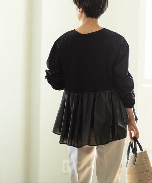 OPAQUE.CLIP（オペークドットクリップ）の「◆ドッキングペプラムカットソー【洗濯機洗い可】（Tシャツ/カットソー・レディース・キャメル/ブラック/ホワイト系・38/42/40）」の18枚目の写真