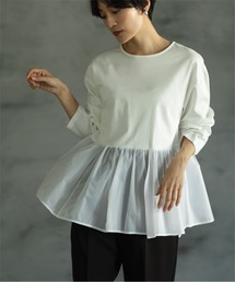 OPAQUE.CLIP | ドッキングペプラムカットソー【洗濯機洗い可】(Tシャツ/カットソー)
