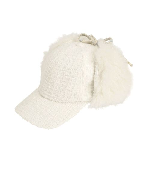 merry jenny（メリージェニー）の「【なえなのコラボ】ツイードフライトCAP（キャップ・レディース・ブラック/アイボリー・FREE）」の3枚目の写真