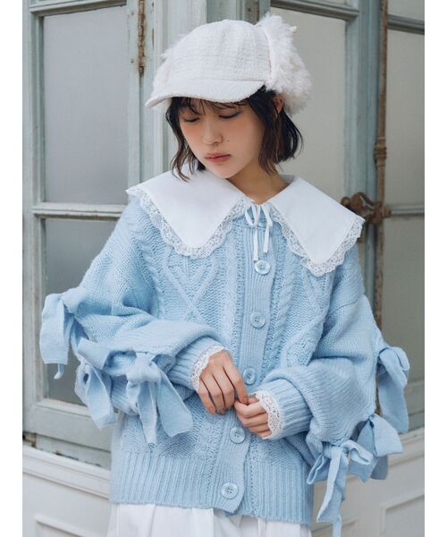 merry jenny（メリージェニー）の「【なえなのコラボ】ツイードフライトCAP（キャップ・レディース・ブラック/アイボリー・FREE）」の9枚目の写真