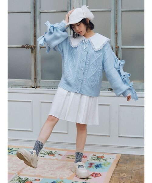 merry jenny（メリージェニー）の「【なえなのコラボ】ツイードフライトCAP（キャップ・レディース・ブラック/アイボリー・FREE）」の12枚目の写真