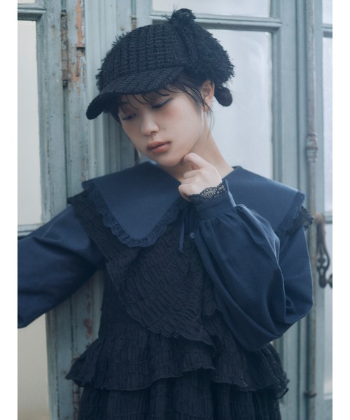 merry jenny（メリージェニー）の「【なえなのコラボ】ツイードフライトCAP（キャップ・レディース・ブラック/アイボリー・FREE）」の19枚目の写真