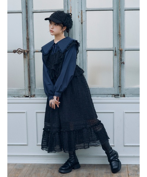 merry jenny（メリージェニー）の「【なえなのコラボ】ツイードフライトCAP（キャップ・レディース・ブラック/アイボリー・FREE）」の15枚目の写真